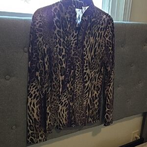 Valentina Leopard-Print Velvet Blazer in Brown and Black